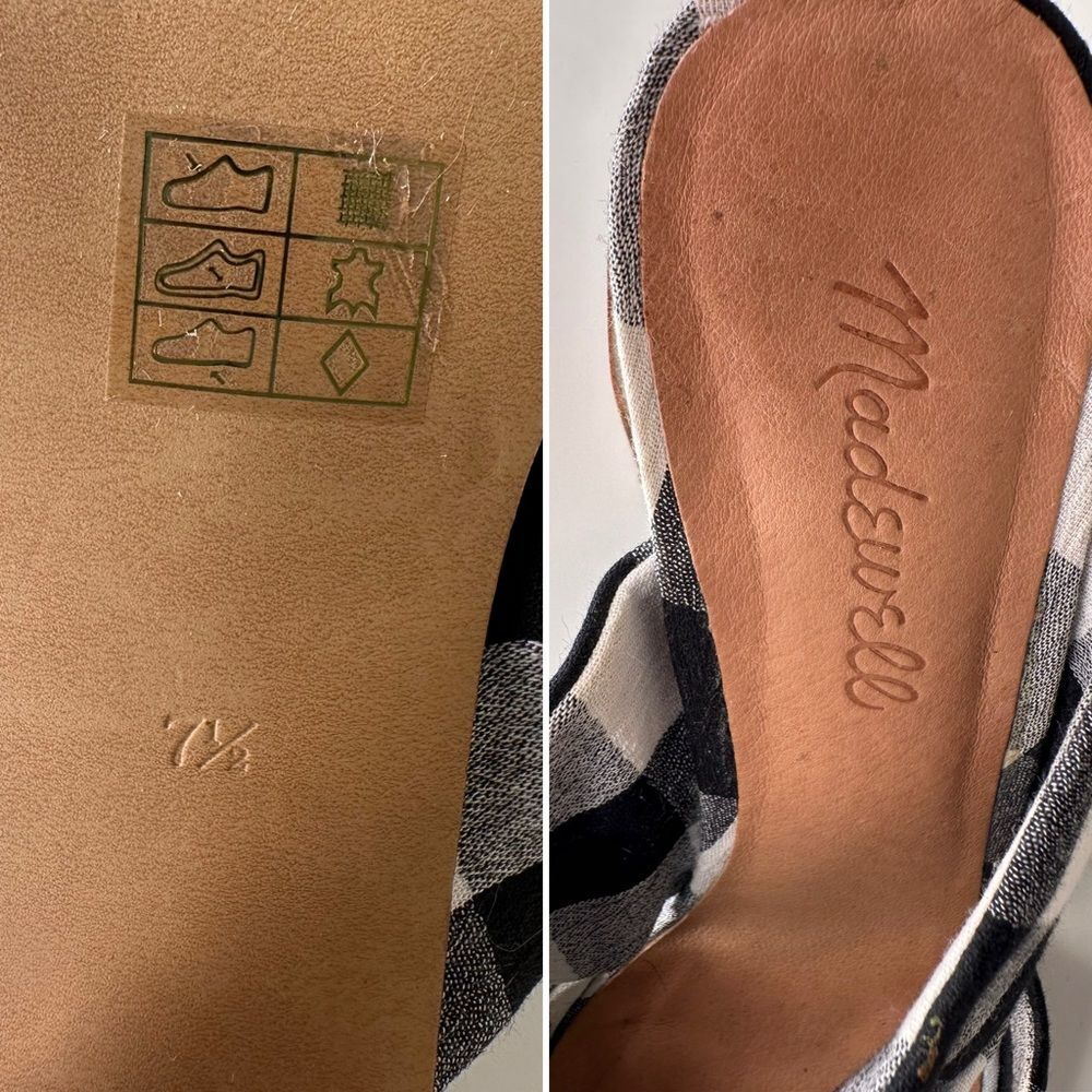 Madewell Alexandria Gingham Block Heel Sandals Twist Strap Black White Mule 7.5 - Picture 9 of 14